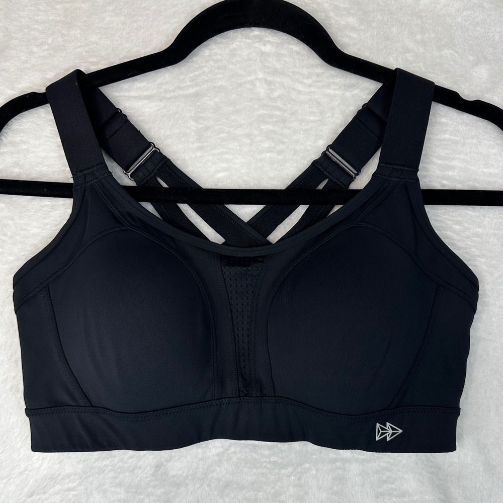 Yvette Sports Bra Womens M+ Black High Impact Crisscross Back Strappy